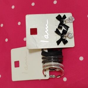 Elegant  I AM Black and Silver Earrings Set